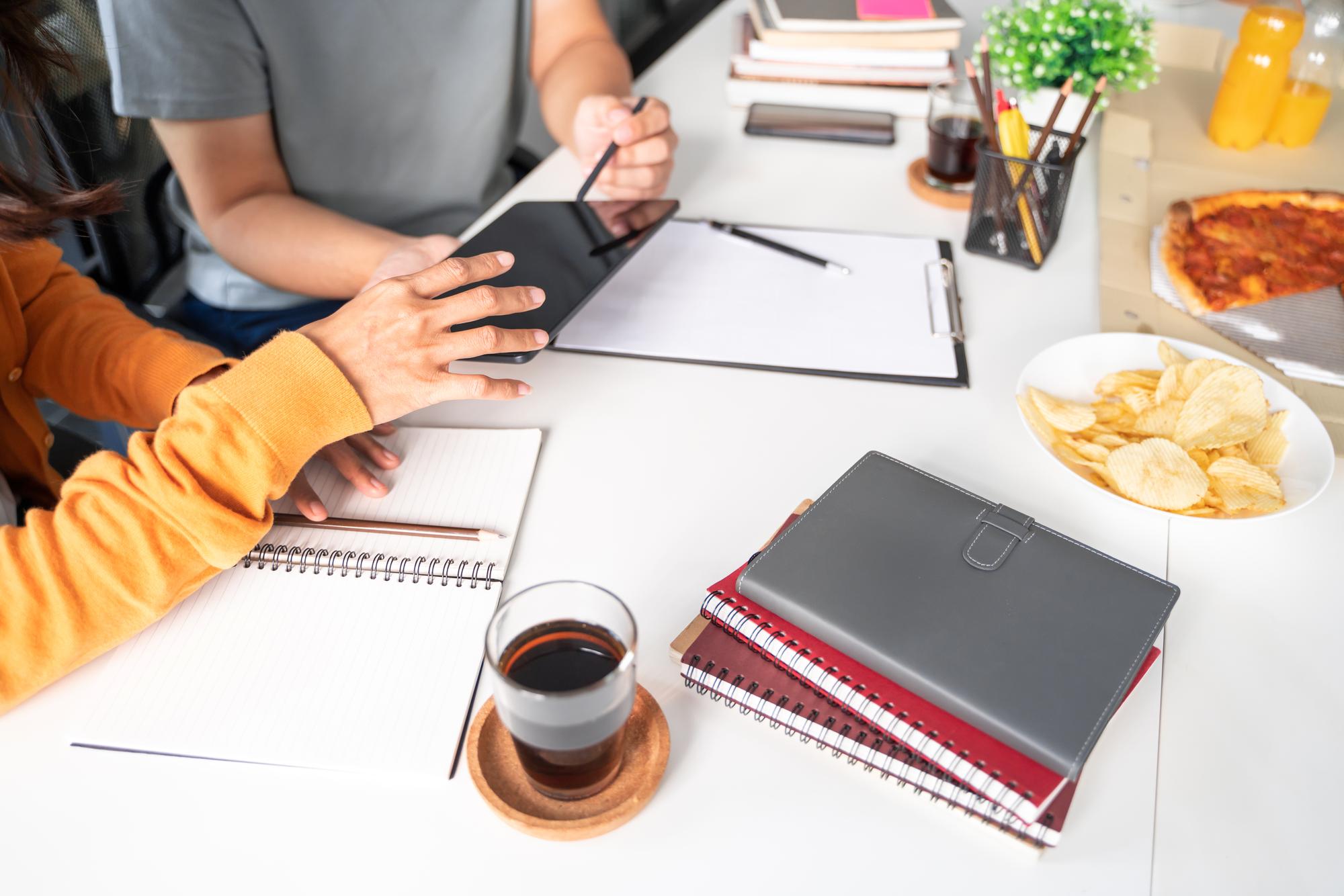 Consultation table with notes