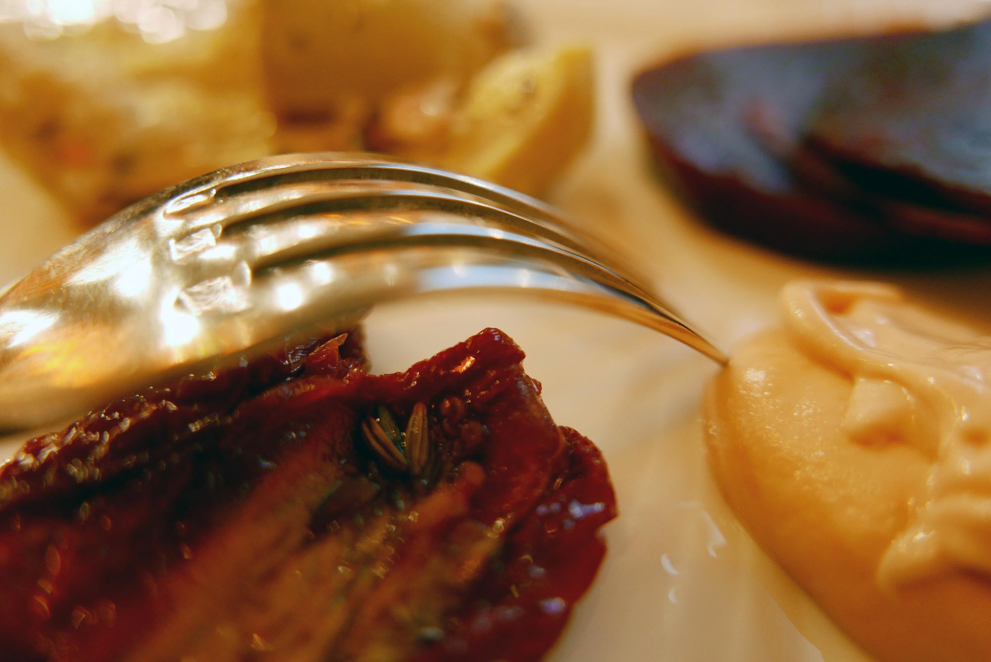 Close-up of experimental sauce texture